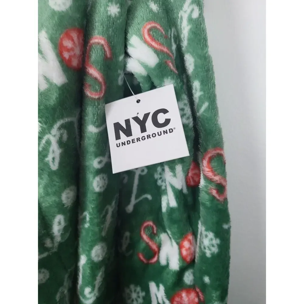NYC Underground Super Soft Robe OS Womens Long Sleeve Green‎ Christmas Holiday